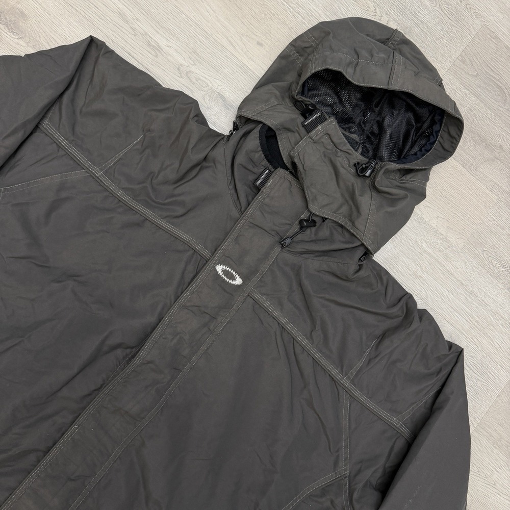 Vintage Oakley Software Technical Ski Jacket w Hood Black Grey Men's XL Y2K
